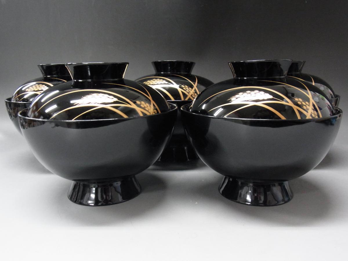 五清蒔絵 ○平安象彦造 木製 漆器 漆芸 稲穂蒔絵 吸物椀