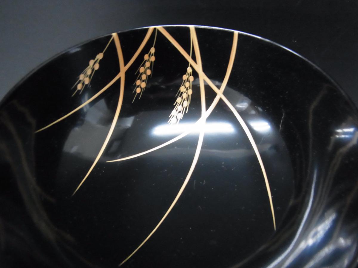 五清蒔絵 ○平安象彦造 木製 漆器 漆芸 稲穂蒔絵 吸物椀