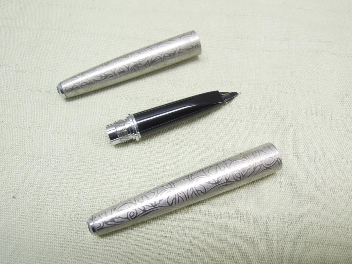プラチナ PLATINUM 万年筆 ペン先 K18WG シルバー黒 ストライプ