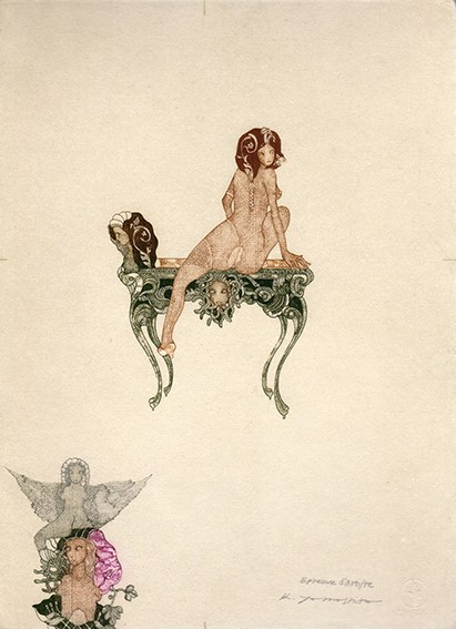 版画 イタリアの幻想 （山下清澄作）