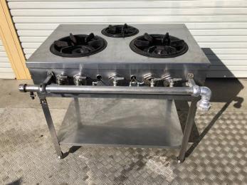 中古K▽マルゼン 業務用ガステーブル 3口ガスコンロ テーブル