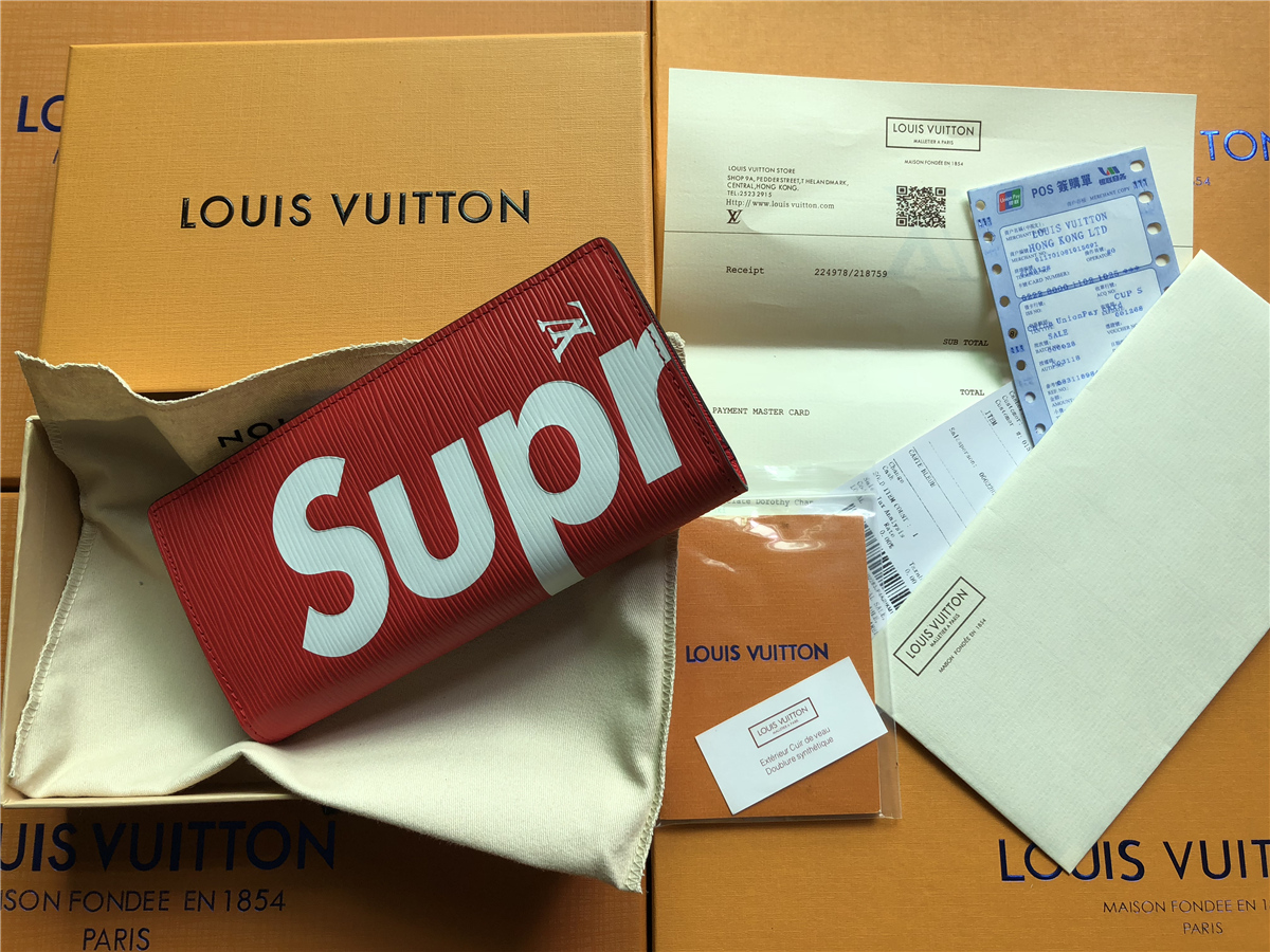 Louis Vuitton×Supreme 限定コラボ ルイヴィトン シュプリーム エピ 長財布 赤 レッド