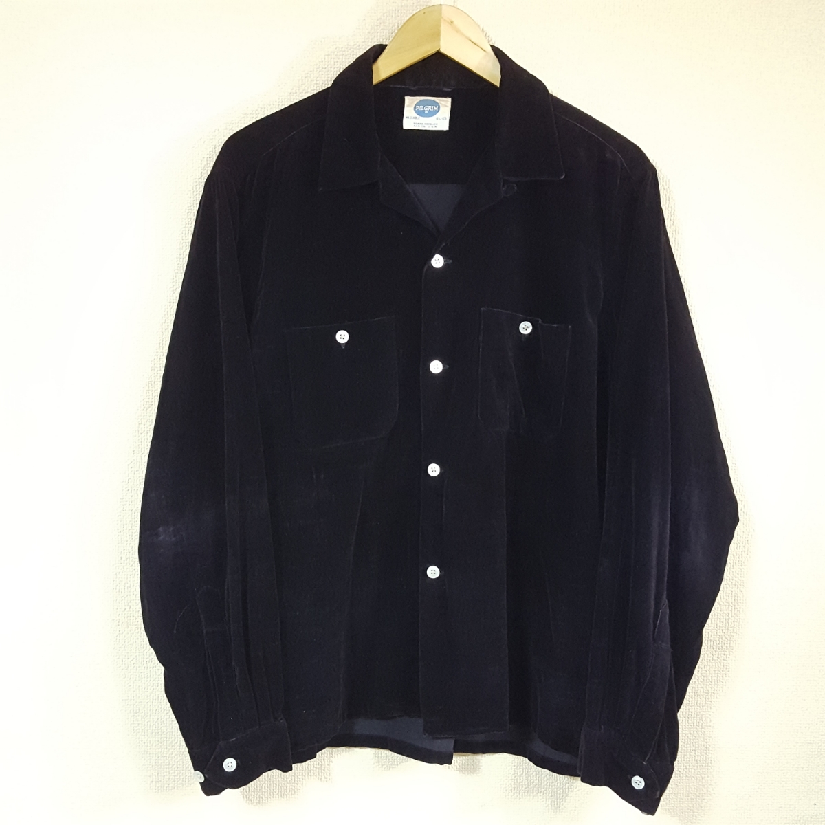 希少 50s 60s ビンテージ 黒ベロア PILGRIM ワークシャツ ロカビリー 別珍 SEARS★★★★★30s 40s ヘラクレス チンスト 