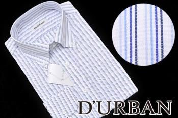 e309a新品10，368円/ D'URBAN / ダーバン/ ボタンダウン ドレスシャツ/ クアトロストライプ シャツ/ BD ビジネスシャツ/ 白青/41-86 (L)