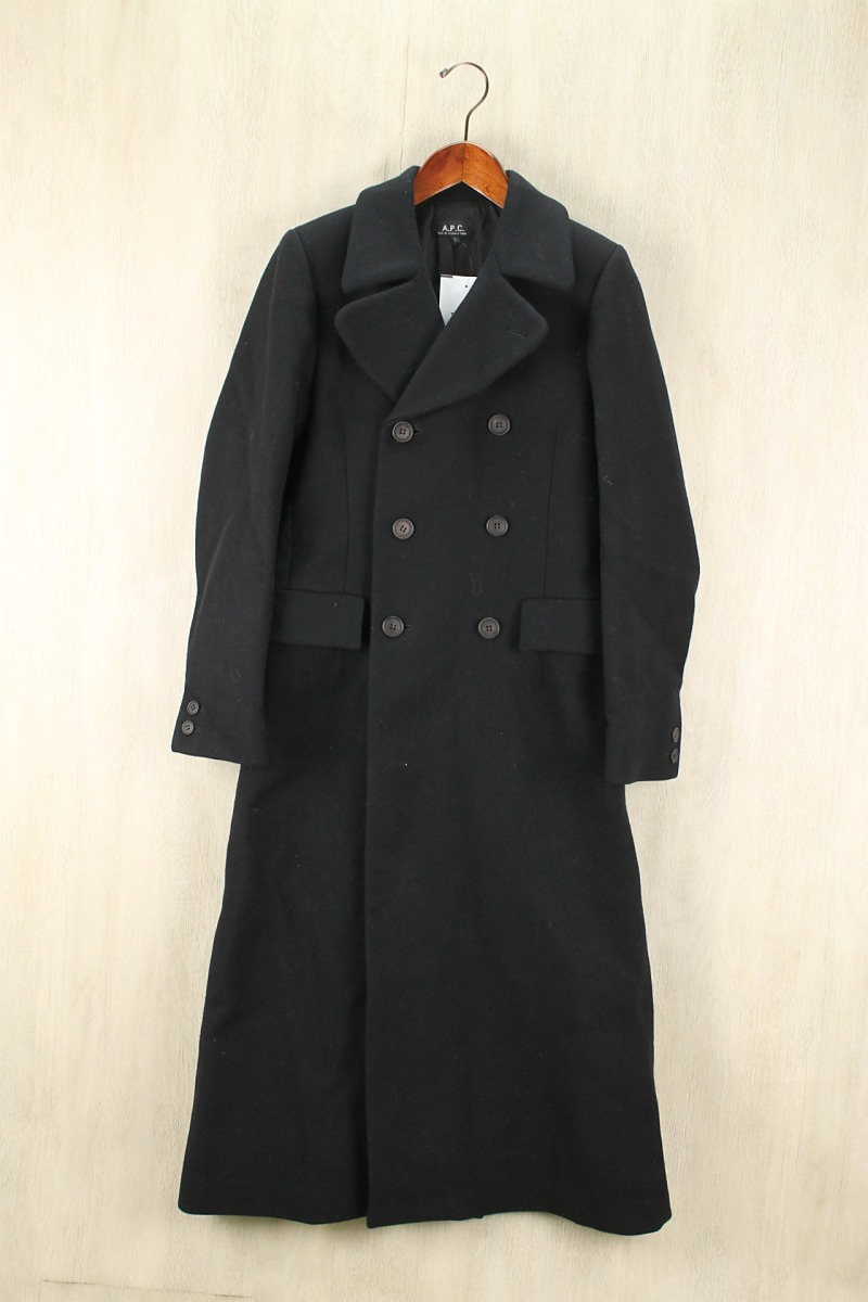 美品 フランス製 A.P.C. 比翼 チェスターコート ブラック APC M ☆美品 A.P.C アーペーセー チェスターコート 黒 M 希少な仏製 A.P.C