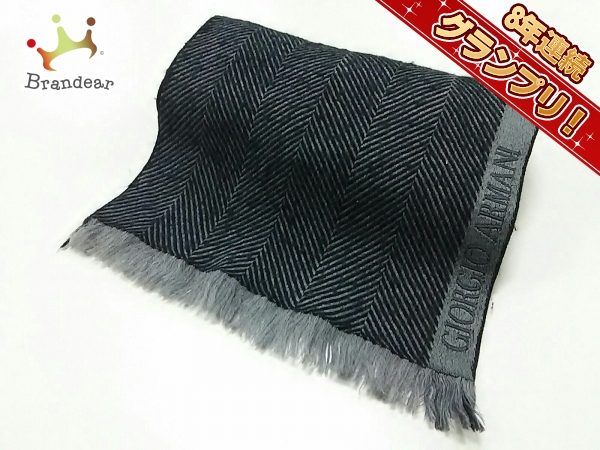 限定SALE，送料無料 ジョルジオアルマーニ GIORGIOARMANI マフラー ウール&times;シルク 黒&times;グレー(その他)｜売買されたオークション情報、yahooの商品情報をアーカイブ公開 - オークファン 服飾小物