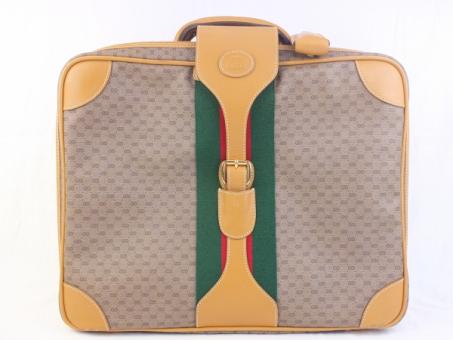 グッチ GUCCI オールドグッチ スーツケース トランク GG 茶 PVC×レザー