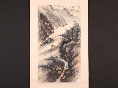 模写】【伝来】w3758〈黎雄才〉山水図 中国画 【公式通販】