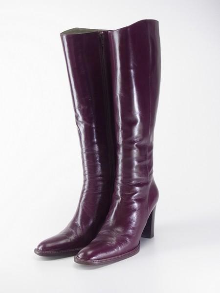 A1226◎イタリア製*ロートレショーズ L'AUTRE CHOSE*レディース*サイドジップ*レザー*ロングブーツ*靴*パープル*サイズ38/24cm