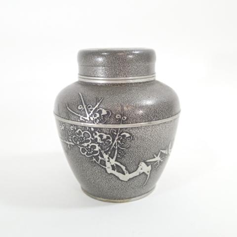 煎茶道具 間村自造 四君子文 茶壷 錫製 茶壺 茶入 乾茂