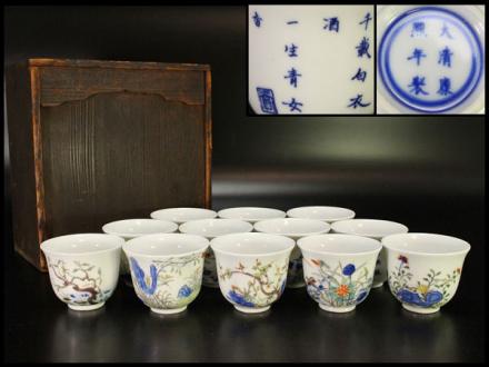 茶碗 銀閣中国美術 旧家蔵出(YC25 鶴田 純久の章 お話 φ18cm 折口碗 刻