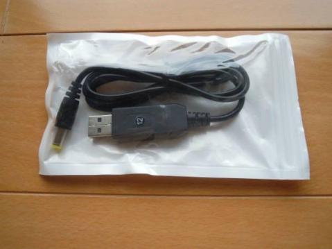 USB 5V入力 昇圧 DC-DCコンバーター 出力12V DCプラグ ケーブル付き 