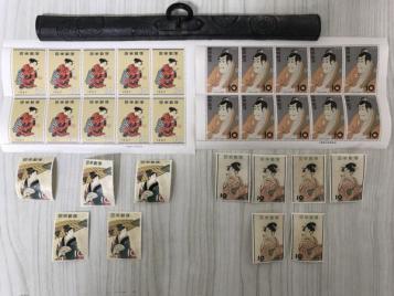 sr14★切手趣味週間 写楽 市川海老蔵・毬付き シート /ビードロ・湯帰り バラ 10円 おまとめ★fc