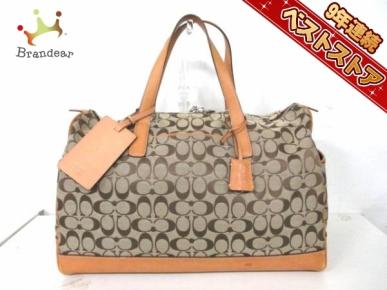 コーチ COACH バッグ ボストンバッグ ジャガード×レザー カーキ×ライトブラウン 4253 シグネチャー柄