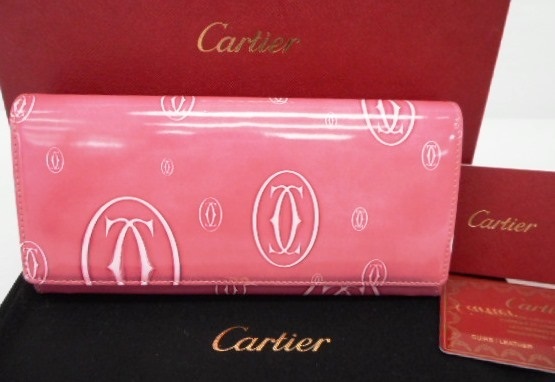 1644◇中古美品◇カルティエ ハッピーバースデー長財布 ピンク