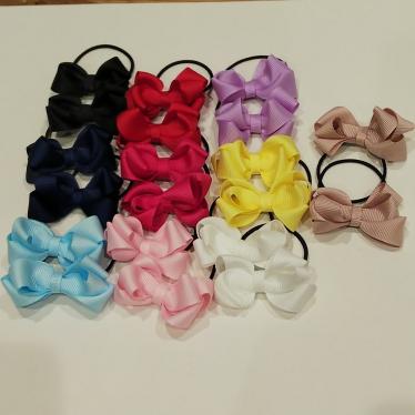 ハンドメイド ループミニリボンヘアゴム10色セット