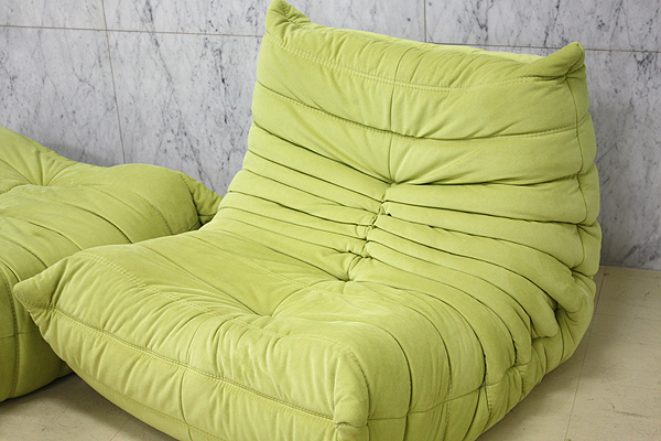 ligne roset TOGO 1人掛けソファ グリーン LigneRoset/リーン・ロゼ 1人掛けソファ TOGO/トーゴ パフ付き