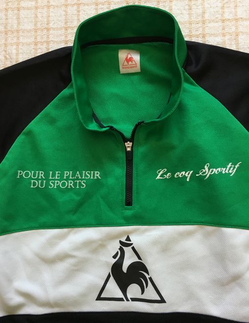 ★le coq sportif★グリーン×黒×白★ハーフジップ★L★_1