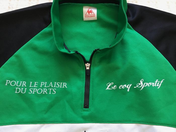 ★le coq sportif★グリーン×黒×白★ハーフジップ★L★_3