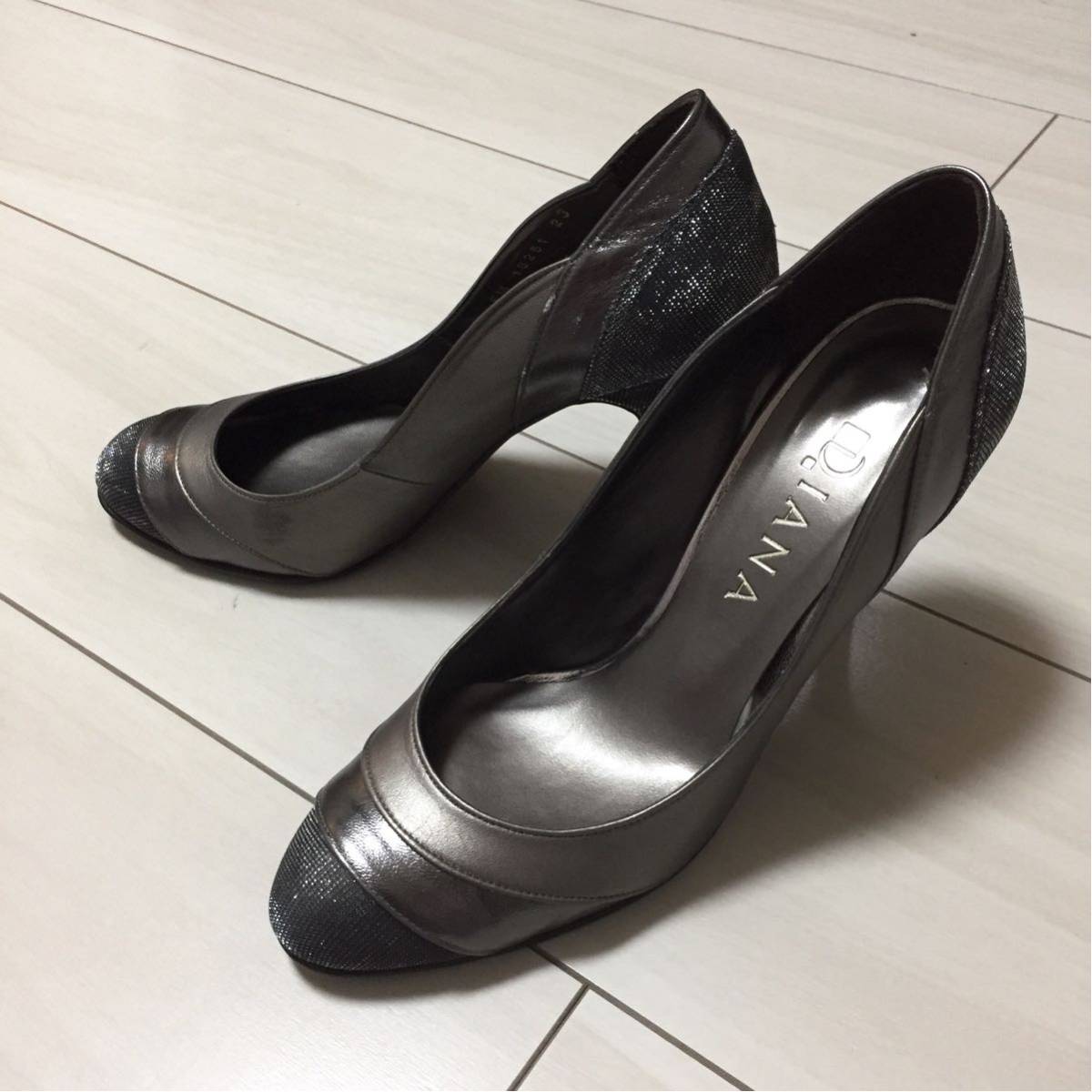 ダイアナ DIANA ラメ入りパンプス 23㎝ ヒール9㎝ 日本製