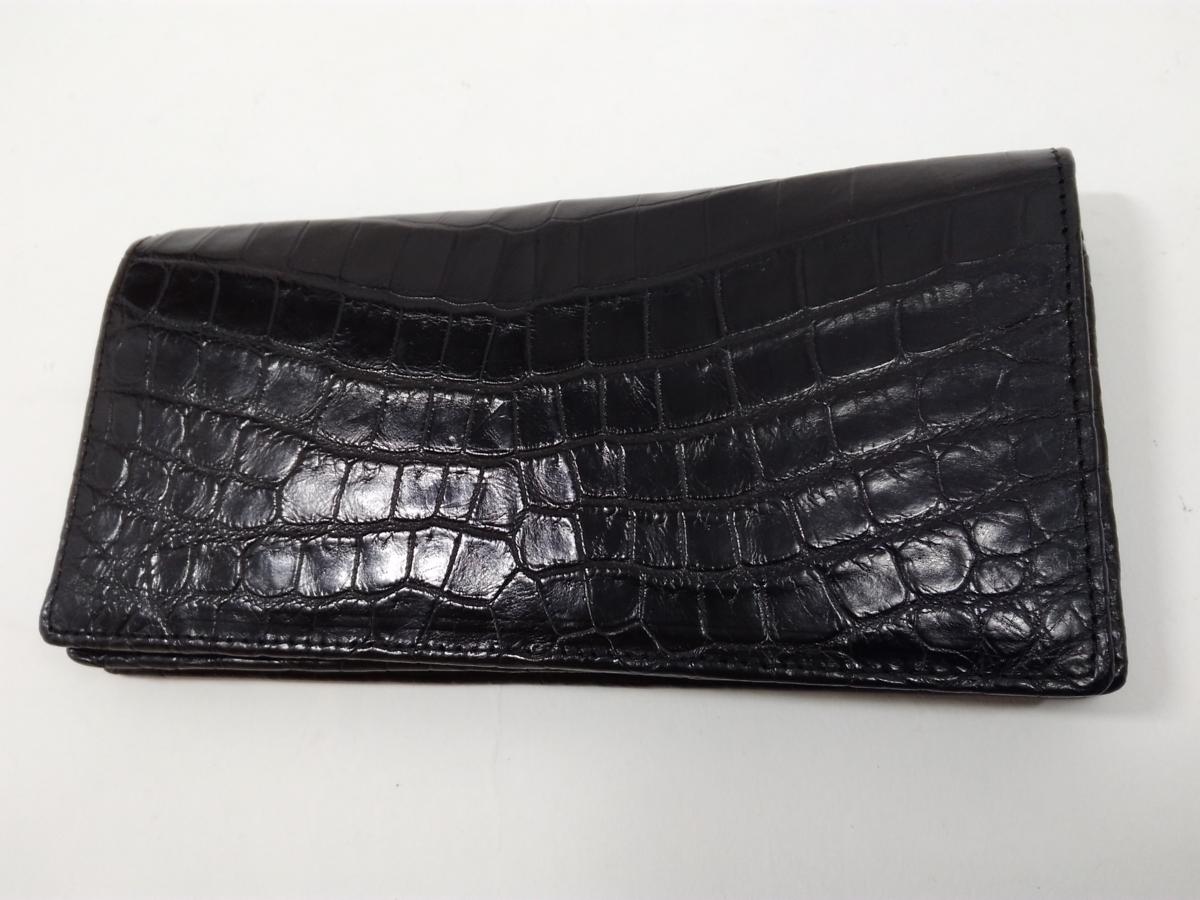 限定セール，新品 ヘンローン社製 リアル クロコダイルレザー 二つ折り長財布 無双 ワニ革 マットブラック 1436(長財布（小銭入れあり）)｜売買されたオークション情報、yahooの商品情報をアーカイブ公開 - オ 長財布（小銭入れあり）