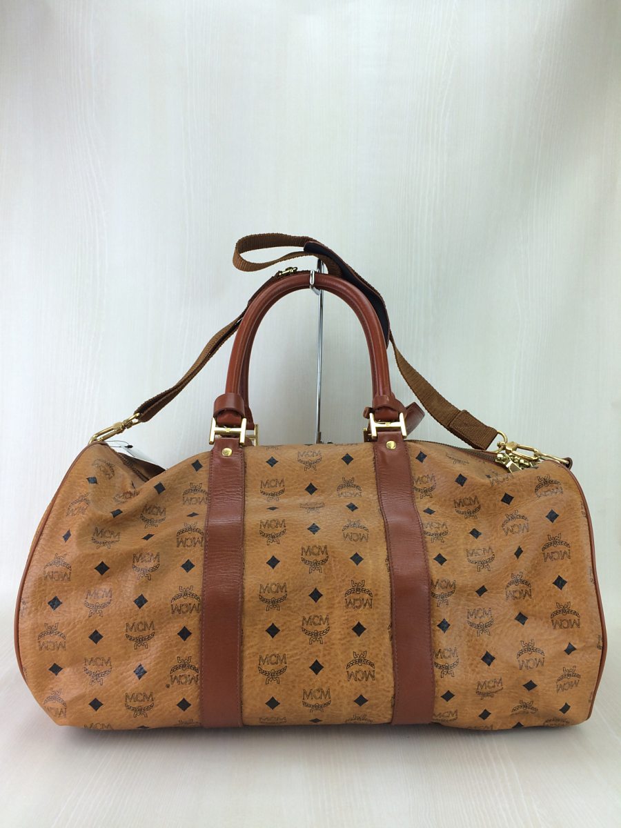 MCM ブラウン レザーボストンバッグ MCM◇ボストンバッグ/レザー/CML/総柄 ＞≪ 【公式通販】