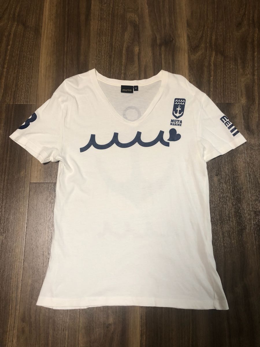 muta MARINE/ムータマリンVネックTシャツ白M15