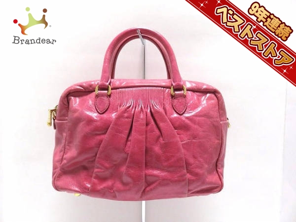 ミュウミュウ miumiu バッグ ハンドバッグ レザー ピンク - miumiu