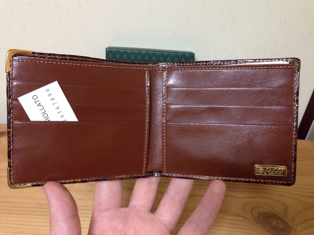 本物超美品【グッチ】old gucci クロコダイル 二つ折 財布(女性用財布