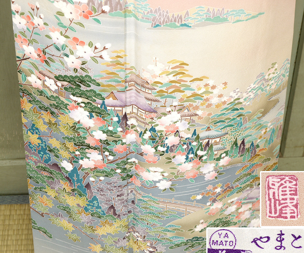 本物保証，セール 京かんざし 5354 作家物 紋付色留袖 京加賀友禅 やまと新はじく加工(留袖)｜売買されたオークション情報、yahooの商品情報をアーカイブ公開 - オークファン 留袖