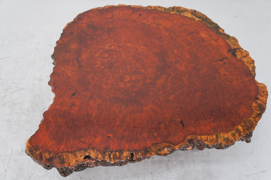 蔵出し特価花梨こぶ玉杢花台 木製円形テーブル 58×42×5cm 【公式