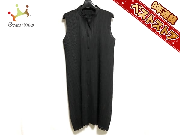 プリーツプリーズ　ロングベスト プリーツプリーズ PLEATS PLEASE トップス ベスト サイズ4 XL 黒