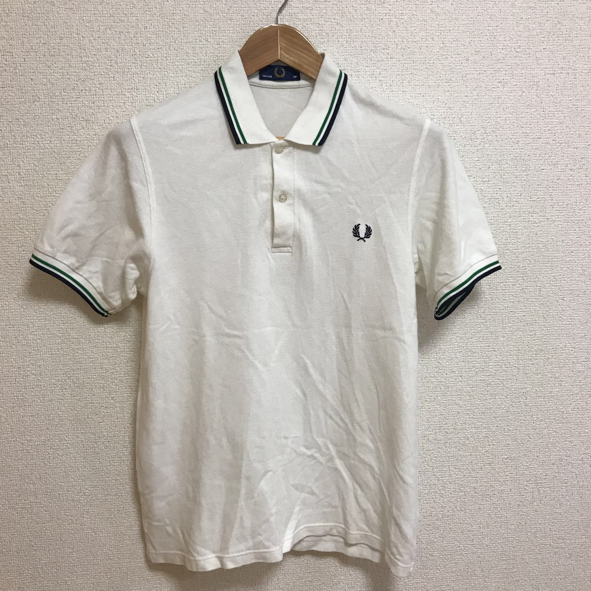 良品 FREDPERRY フレッドペリー ポロシャツ Tシャツ トップス 半袖 メンズ シンプル 40 ホワイト 白 イングランド製