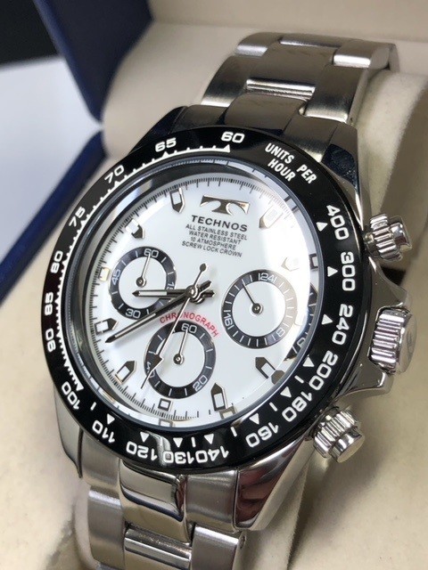 稼働品レア】TECHNOS 1900 メンズ腕時計 クォーツ シルバーカラー 稼働 