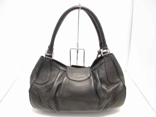 美品！PRADA ハンドバッグ ブラック レザー PRADA プラダ ハンドバッグ レザー ブラック トートバッグ