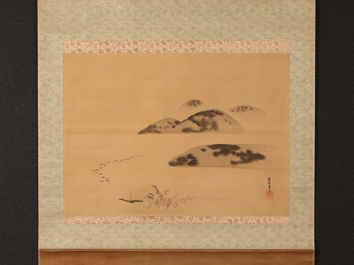 模写】【伝来】w8667〈狩野探幽〉秋景山水図 江戸前期 鍛冶橋狩野派の
