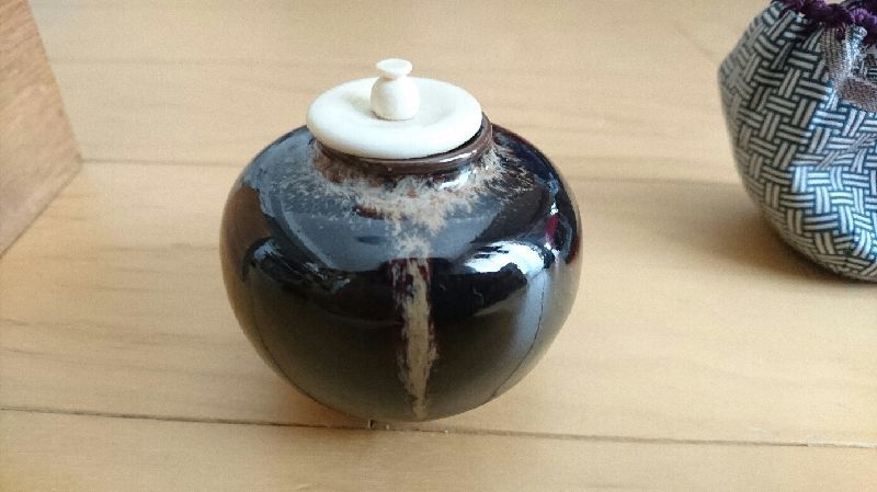美術品・アンティーク・コレクション 茶道具 京焼 桶谷定一作 肩衝茶入
