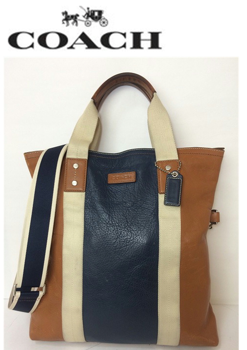 1円～★コーチ メンズ COACH ヘリテージ ウェブ レザー カラーブロック フォールドオーバー ショルダーバッグ 2way★