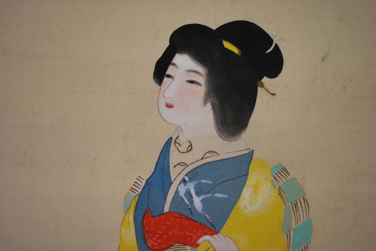 【模写】酒井抱一/青々其一/合作/秋草美人画/美人図/掛軸/名家伝来AC-492 酒井 : 模写酒井抱一⁄青々其一⁄合作⁄秋草美人画⁄美人図⁄掛軸☆宝船☆AC
