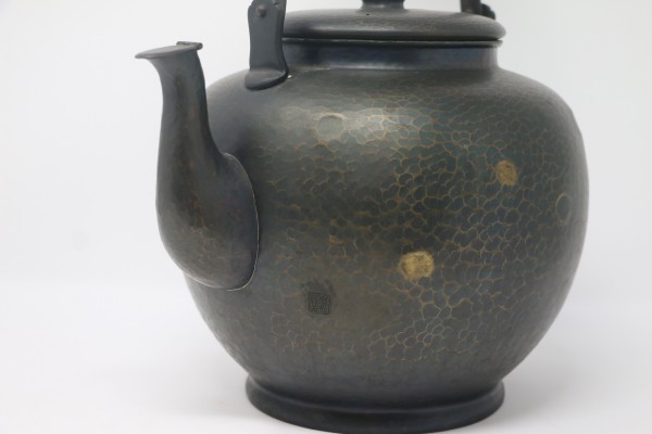 時代 春光堂 銅製水注 銅瓶 鎚起銅器 茶道具 高さ約32cm（