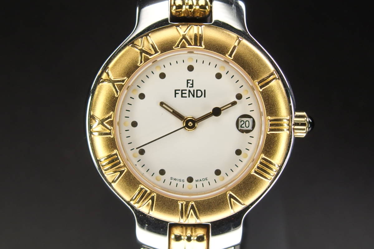 美品 FENDI フェンディ 900L GPxSS コンビ QZ デイト ラウンド