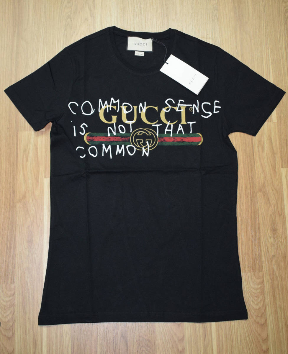 新品 GUCCI グッチ ロゴ T-シャツ S ブラック 黒 送料無料 GUCCI ロゴ オーバーサイズ コットン Tシャツ ・ブラック コットン