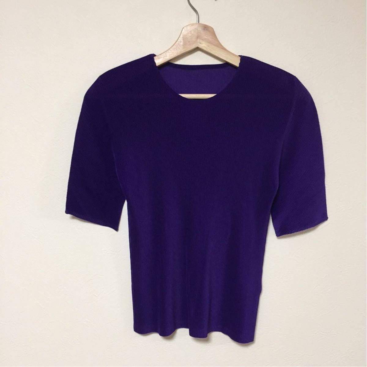 【定番人気，お買い得】 PLEATS PLEASE プリーツプリーズ イッセイミヤケ ポリエステル100 プリーツ素材 半袖 Tシャツ パープル 3 シャツ カットソー(カットソー)｜売買されたオークション情報、yahooの商品情報をアーカ 女性用