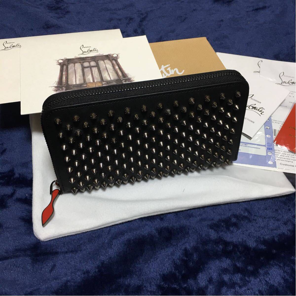 長財布 クリスチャンルブタン Christian スタッズ Louboutin ルブタン 