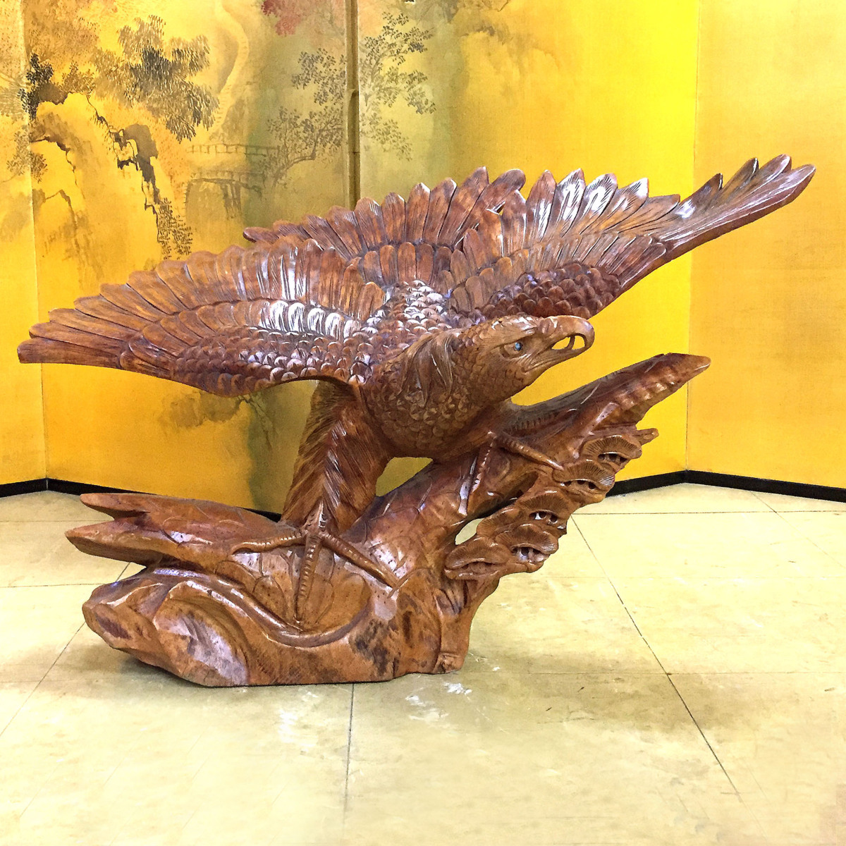 象牙 細密透かし 楼閣山水彫り置物 径：8.5cm 中国美術 | ☆1円