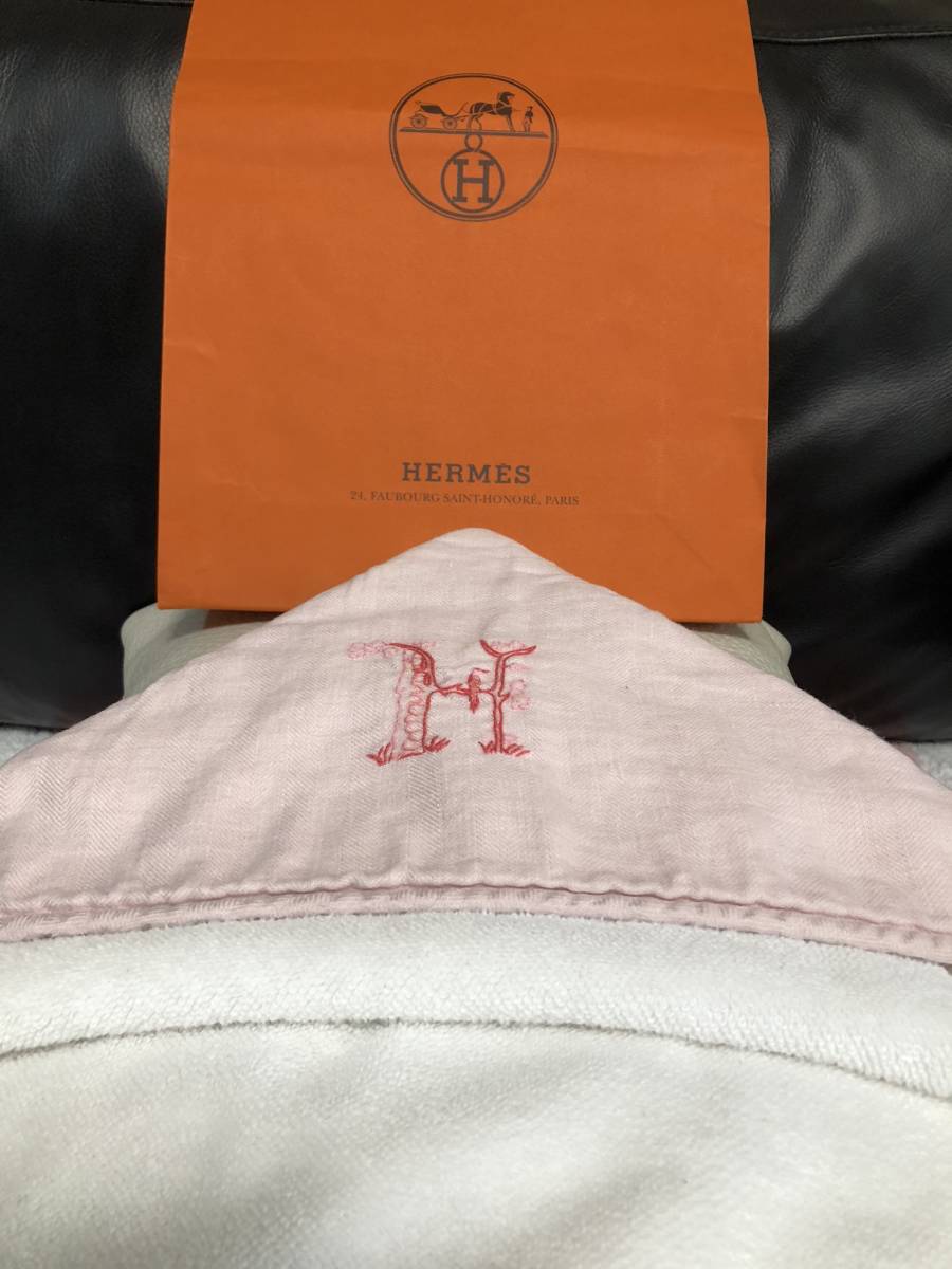 【HERMES】エルメス おくるみ•ブランケット•バスラップ エルメス HERMES ベビーブランケットコットン×リネン バスラップ