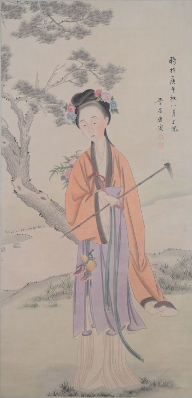 中國美術 唐寅 字伯虎 中国明代山水画家 美人画 唐物 唐本 肉筆保證