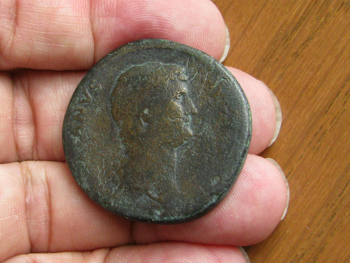 古代ローマ帝国　小ファウスティナ妃　セステルティウス銅貨 OC古代ローマ 大ファウスティナ 銅貨セステルティウス!! 1世紀中頃