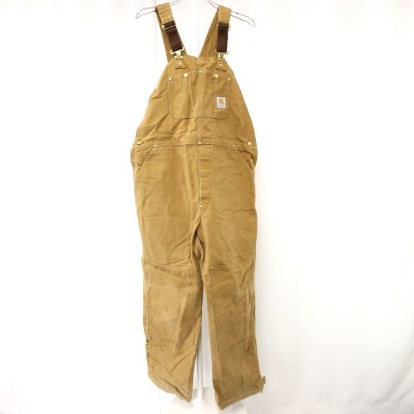 carhartt カーハート ダック地 オーバーオール 裾リメイク 茶系 (L) 1