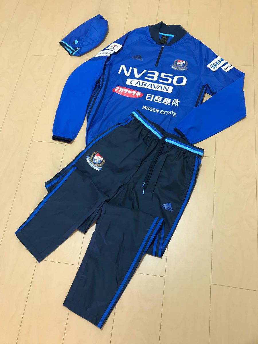 アディダス 横浜F•マリノス 上下セット ウエア Oサイズ　ピステ　スポンサー 横浜F・マリノス ピステ上下セット アディダス製 サイズM ✨レア✨横浜